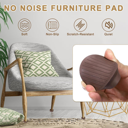 PATIKIL 4 Inch Rubber Furniture Pads, 4 Pack Non-Slip Furniture Coasters Round Anti Skid Caster Cups Furniture Feet Cup Floor Protectors for Bed Couch Stoppers, Brown