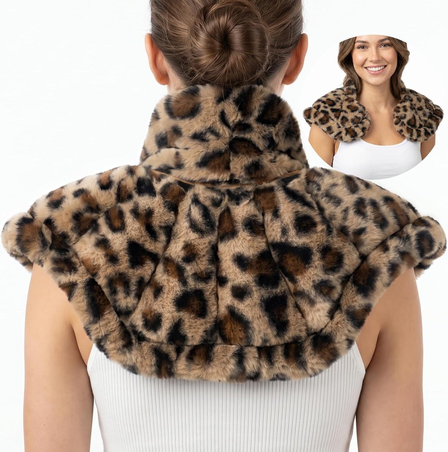 MORLIDEN Microwavable Heated Neck Wrap Warmer and Shoulder Weighted Heating Pad Microwave for Hot and Cold Compress - Purple
