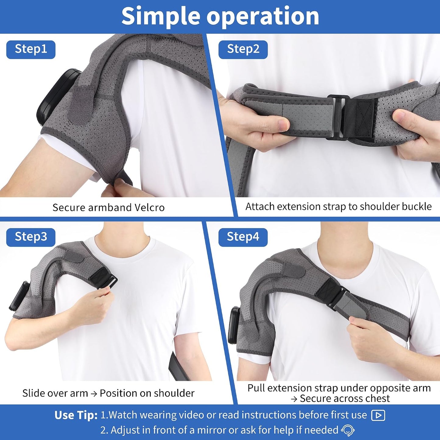 Shoulder Heating Pad Cordless, FSA Eligible Items List Shoulder Massager for Pain Relief Deep Tissue, Heated Shoulder Brace Wrap HSA Approved Products Only