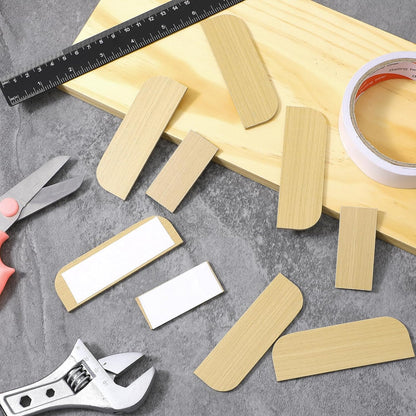 32 PCS Hinge Repair Wooden Plate, 3.5", 3.1" Cabinet Hinge Repair Plate | Rectangle and Arc Door Hole Cover Plate Kitchen Cabinet Hinges Cabinet Door Blanks with Double Sided Tape