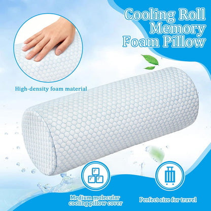Novabright 2 Pcs Cooling Cervical Neck Roll Pillow for Sleeping Memory Foam