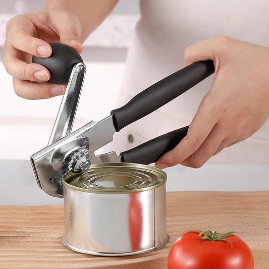 Manual Can Opener Heavy Duty Smooth Edge for Seniors Arthritis, Long Handle | stainless steel,magnetic lids lifting,built-in beer opener,comfortable grip,smoothly cutting,kitchen & picnic tool,all cans