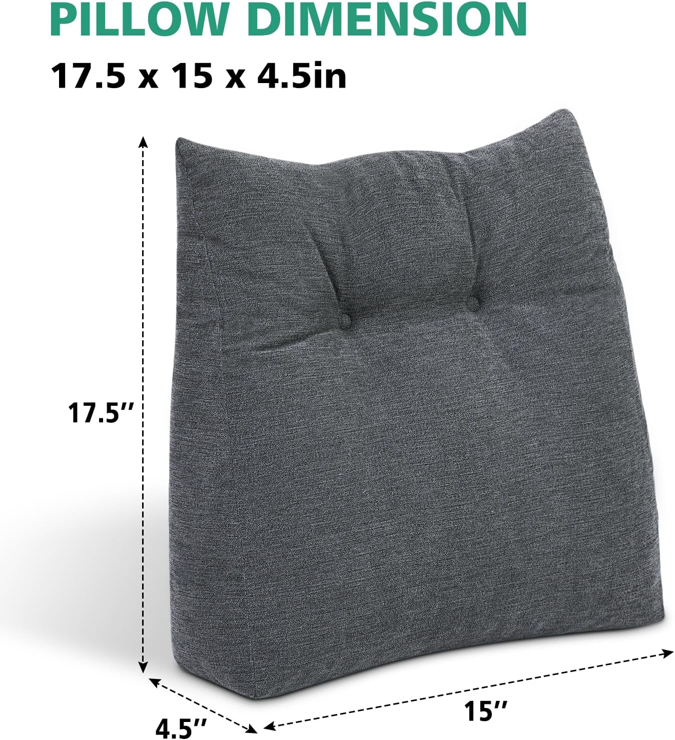 Shinnwa Lumbar Support Pillow for Office Chair, Memory Foam Back Support Pillow for Back Pain Relief, Car, Chair and Couch, 17.5x15x4.5in, Charcoal