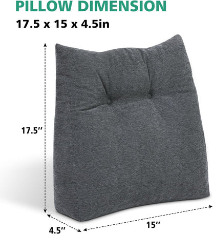 Shinnwa Lumbar Support Pillow for Office Chair, Memory Foam Back Support Pillow for Back Pain Relief, Car, Chair and Couch, 17.5x15x4.5in, Charcoal