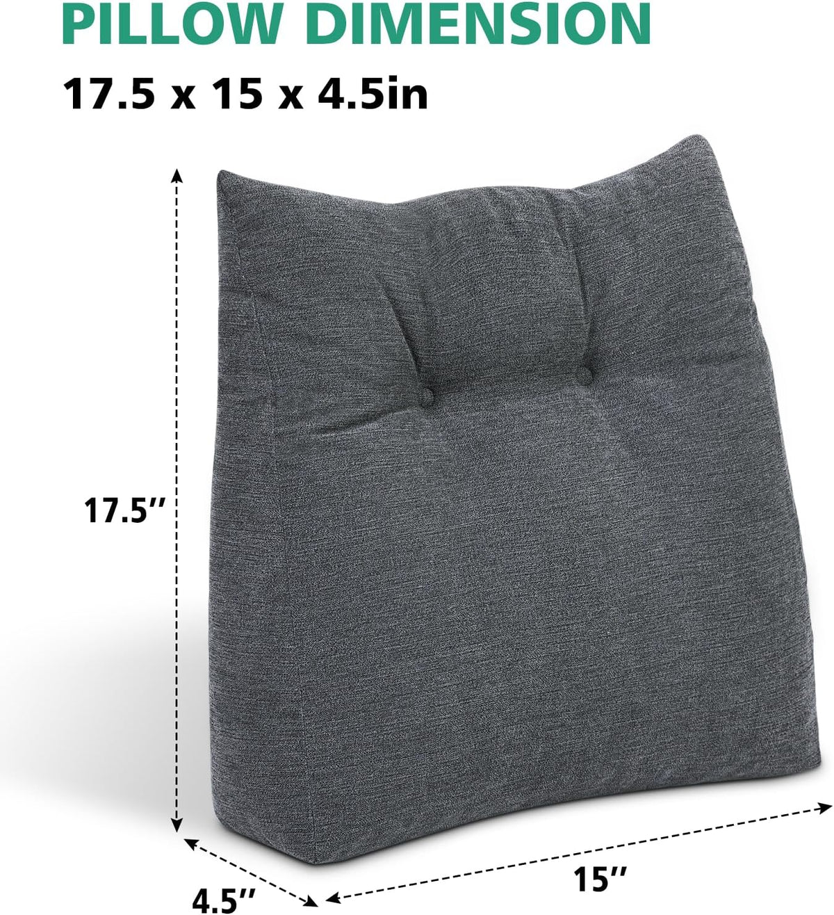Shinnwa Lumbar Support Pillow for Office Chair, Memory Foam Back Support Pillow for Back Pain Relief, Car, Chair and Couch, 17.5x15x4.5in, Charcoal