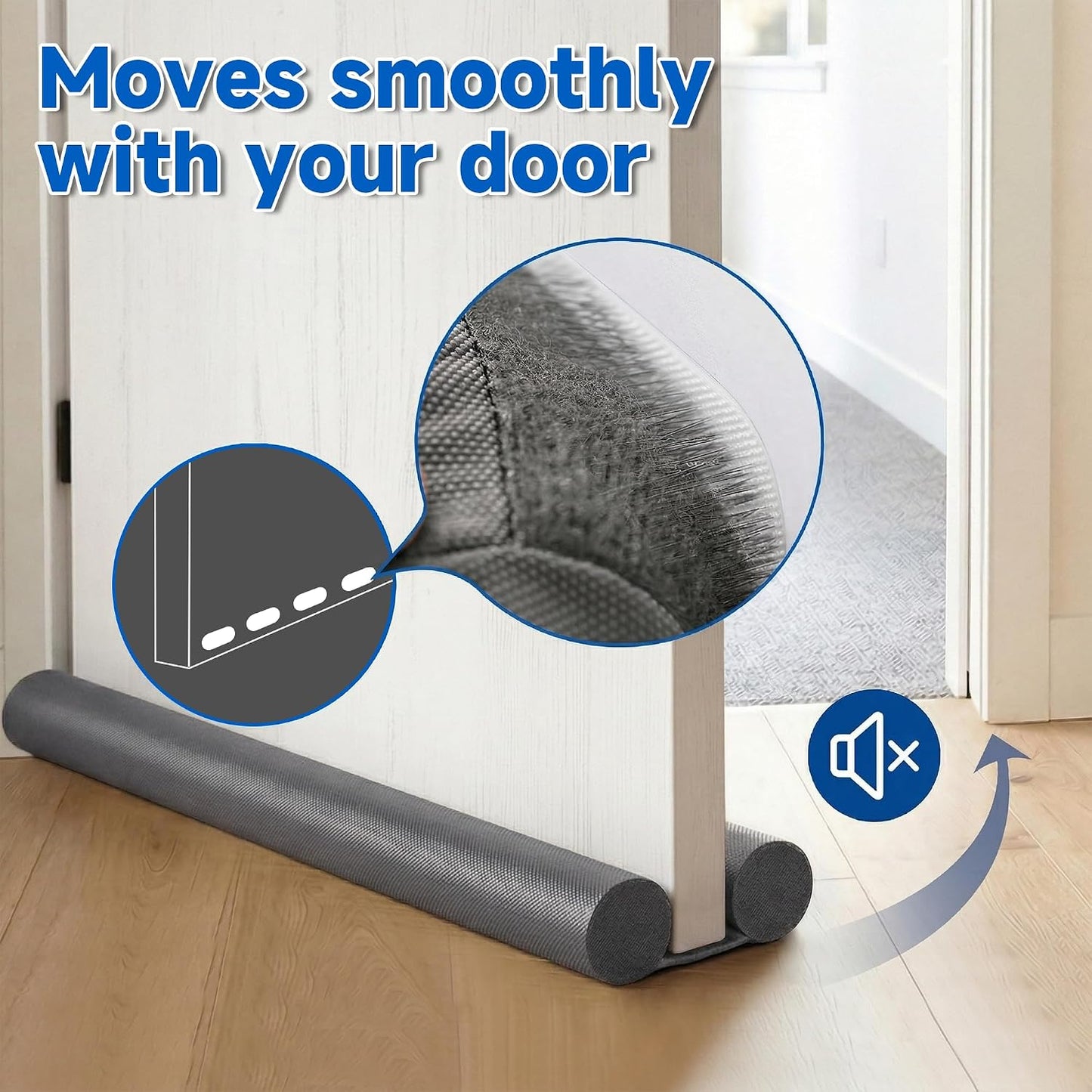 MAXTID Under Door Draft Stopper for Bottom of Doors 38" Black | Door Blocker Noise Reduce Light Cold Air Guard Breeze Sound Proof Door Sweep Door Seal Insulation Strip Gap Filler
