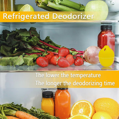 Refrigerator Deodorizer, More Effective Than Baking Soda(4Pcs/Lemon Flavor) | Removes stubborn fridge odors, food-grade raw materials with natural tea polyphenol extracts, 60–90 day lifespan