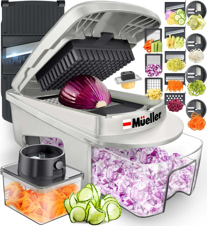Mueller The Real Original Pro Vegetable Chopper & Mandoline Slicer, 10-in-1 | since 2013, 8 Blade Food Veggie Chopper, Onion Vegetable Cutter with Container, Kitchen Gadgets & Essentials
