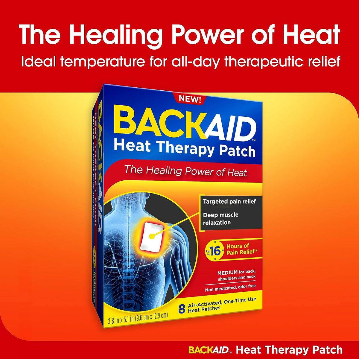 Backaid Heat Therapy Patch, Air-Activated Therapeutic Heat, Wide