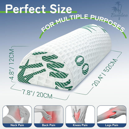 Asatdd Semi Roll Under Knee Pillow, Half Moon Bolster for Lower Back Support, Leg, Knee,Back Sleeping, 7.8”x 20.4”x 4.8”