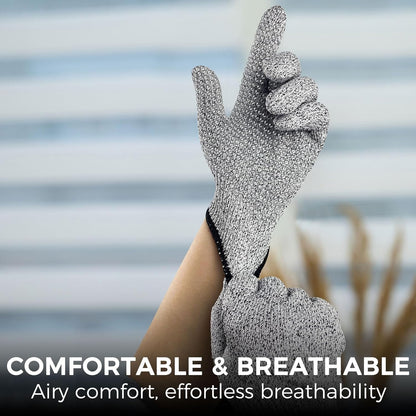 Evridwear Level 5 Cut Resistant Gloves with Non-Slip Grip, 2 Pairs | HPPE Material, Food Safe, Comfortable & Breathable, Kitchen, Crafting & DIY Projects(M, Pink+Gray)