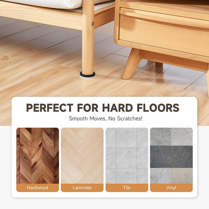 CO-Z Felt Furniture Sliders - 16 Pack with 8 Plastic & 8 Felt Sliders, 3 1/2" Reusable Furniture Sliders for Carpet Hardwood Floors, Heavy-Duty Furniture Gliders Movers, Moving Pads for Hard Surfaces