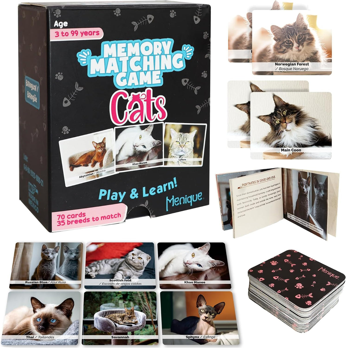Menique Explore the World Memory Matching Game – Geography Game with 100 Photo Cards, 50 Countries, Flags & Landmarks – Travel Card Game with Educational Booklet, Ages 3+