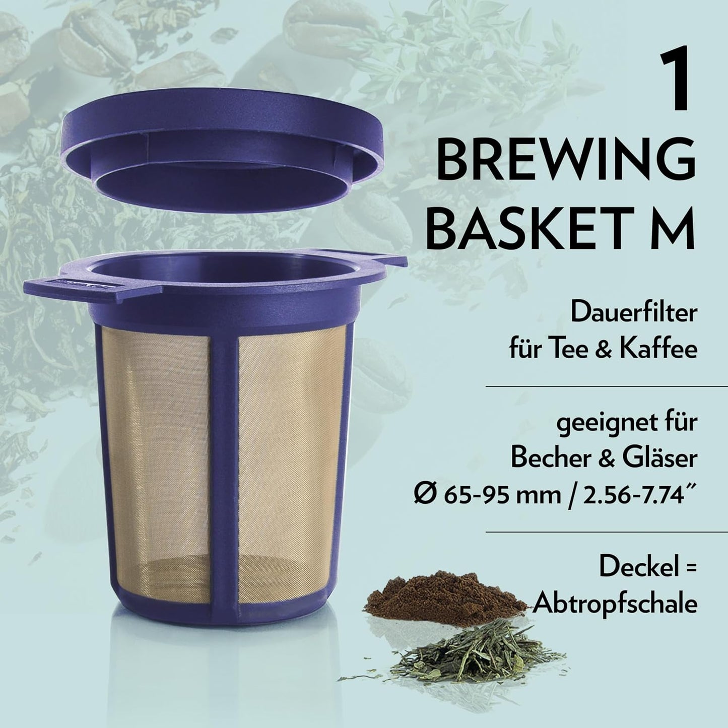 Finum Reusable Stainless Steel Coffee and Tea Infusing Mesh Brewing Basket, Large, Black