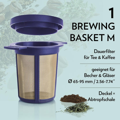 Finum Reusable Stainless Steel Coffee and Tea Infusing Mesh Brewing Basket, Large, Black