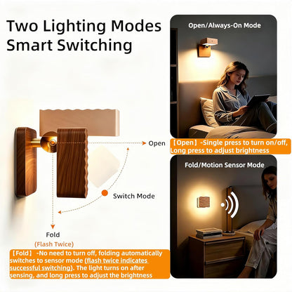 Rechargeable Wall Sconce Battery Operated LED Wall Light for Bedroom,Motion Sensor Night Light Indoor for Reading Light,Dimmable Touch Cordless Lamp,Removable Rotatable Magnetic Wall Lamp