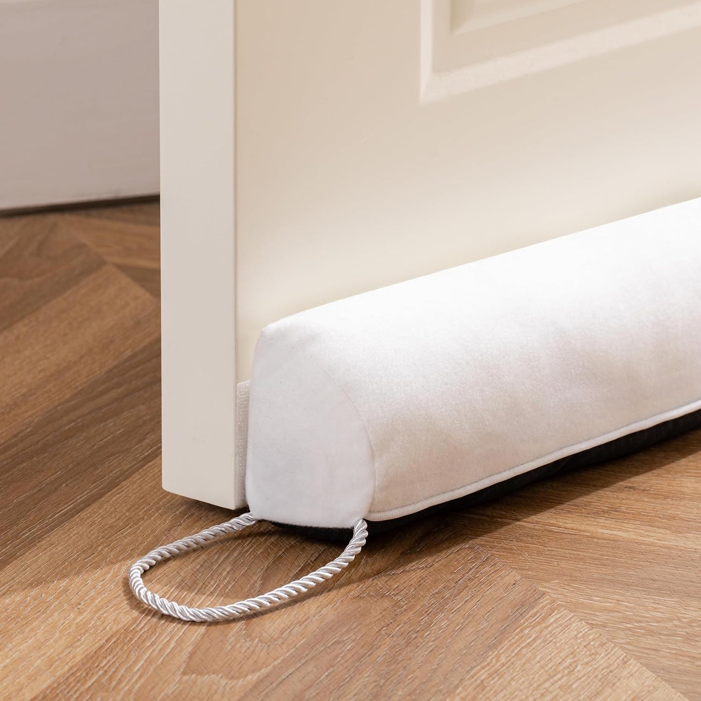 Door Draft Stopper with Removable Washable Cover, 38", Black | Weighted Gap Filler, Blocks Hot and Cold Air, All-Season Seal, Easy Install, Noise & Wind Blocker, Home Essentials