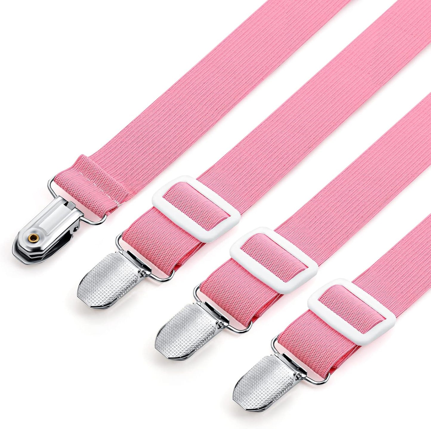 Boao 12 Pcs Bed Sheet Clips Straps Sheet Corner Straps Holder Adjustable Mattress Clips, Elastic Bed Grippers Suspender Fasteners Holder for Home(White,4-8 Inch Length)