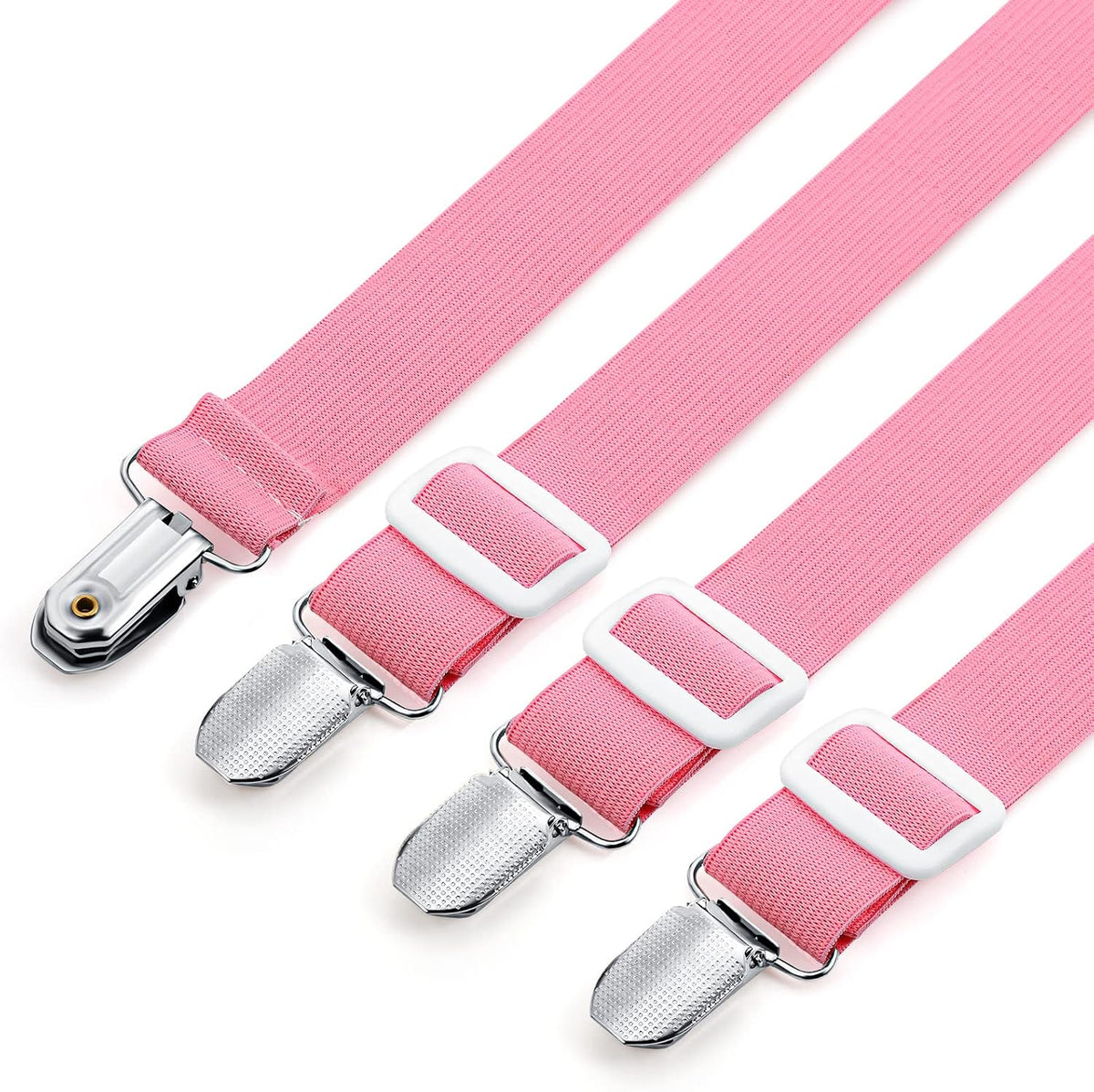 Boao 12 Pcs Bedsheet Strap Elastic Clip, White, 4-8 Inch Length