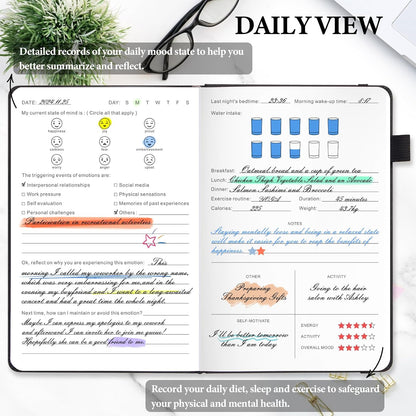JUBTIC Mood Tracker Journal, 100-Day Mental Health Journal, Rose Gold