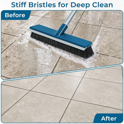 Grout Cleaner Brush with Long Handle, Floor Scrub Brush for Shower Tile, Bathroom Crevice Cleaning Brushes with Heavy Duty Stiff Bristles