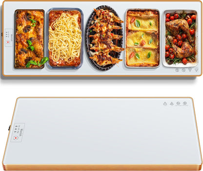 Electric Warming Tray,Extralong 47"x12",Tempered Glass Warming Mat for Food