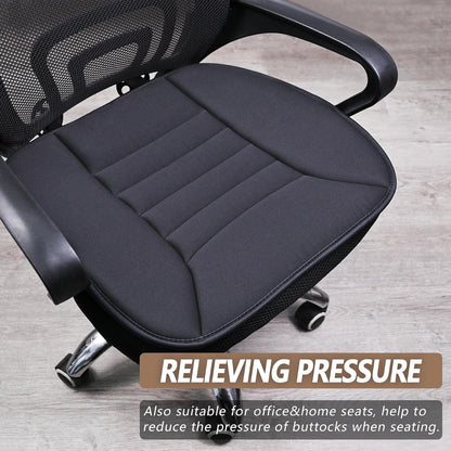 Car Seat Cushion Pad 1.2" Thick Comfort Seat Protector for Car Driver Seat Office Chair Home Use Memory Foam Seat Cushion with Non Slip Bottom, 20'' x 18.5'', Black
