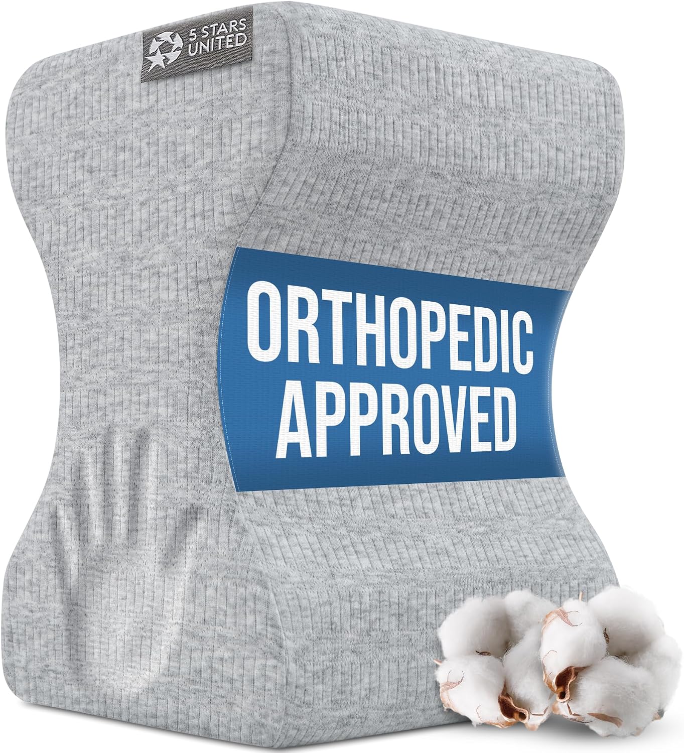 5 STARS UNITED Knee Pillow for Side Sleepers - Hip Pain Relief, Memory Foam Leg Cushion for Side Sleeping - Between Legs Pillow for Sciatica & Lower Back Pain, White