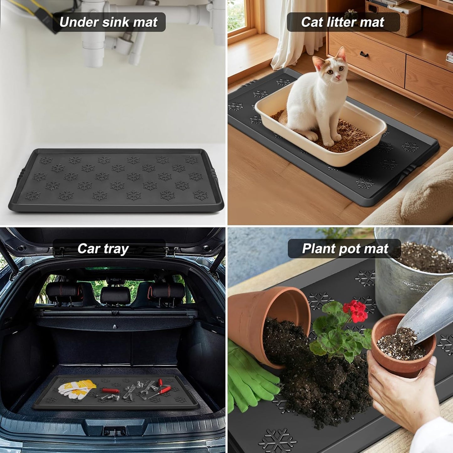 Azadx Heavy Duty Boot Trays Natural Rubber Shoe Mat Tray for Entryway | Ultra Large Boot mat Tray Multi-Purpose for Outdoor Door Mats, Waterproof Durable Shoe Tray 16x42 Inch