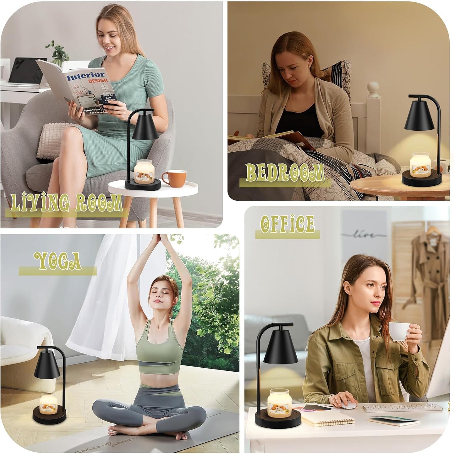 Brown Candle Warmer Lamp with Timer-Electric Candle Light for Bedroom Decor, Aromatherapy at Home | Gifts for Men | Home Gift Ideas