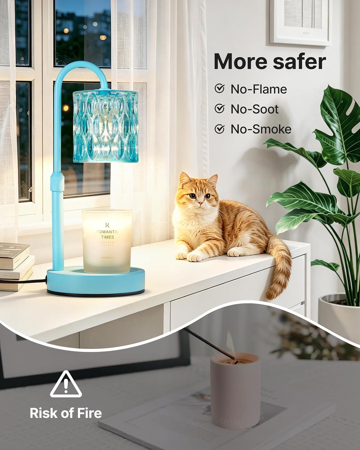CASTLELIFE Dimmable Candle Warmer Lamp with Timer, Height Adjustable Candle Warmer for Jar Candles, Electric Wax Melt Warmer for Home Decor House Warming Gifts, Birthday Gifts for Women, Black Clear