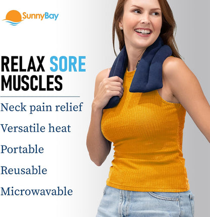 SunnyBay Microwavable Heating Pad for Neck and Shoulder, Heated Neck Wrap, Microwave Heat Pad, Weighted Beanbag Moist Hot or Cold Compress, 2.2 lbs, 26x4 Inches, London