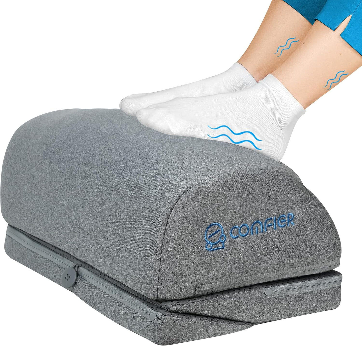 Comfier Under Desk Foot Rest at Work with Heat,Vibration,3 Height Under Desk Foot Rest for Office Chair，Foot Heater Foot Warmer, Ergonomic Heated Footrest,Gaming Chair Footstool,Computer Desk Use
