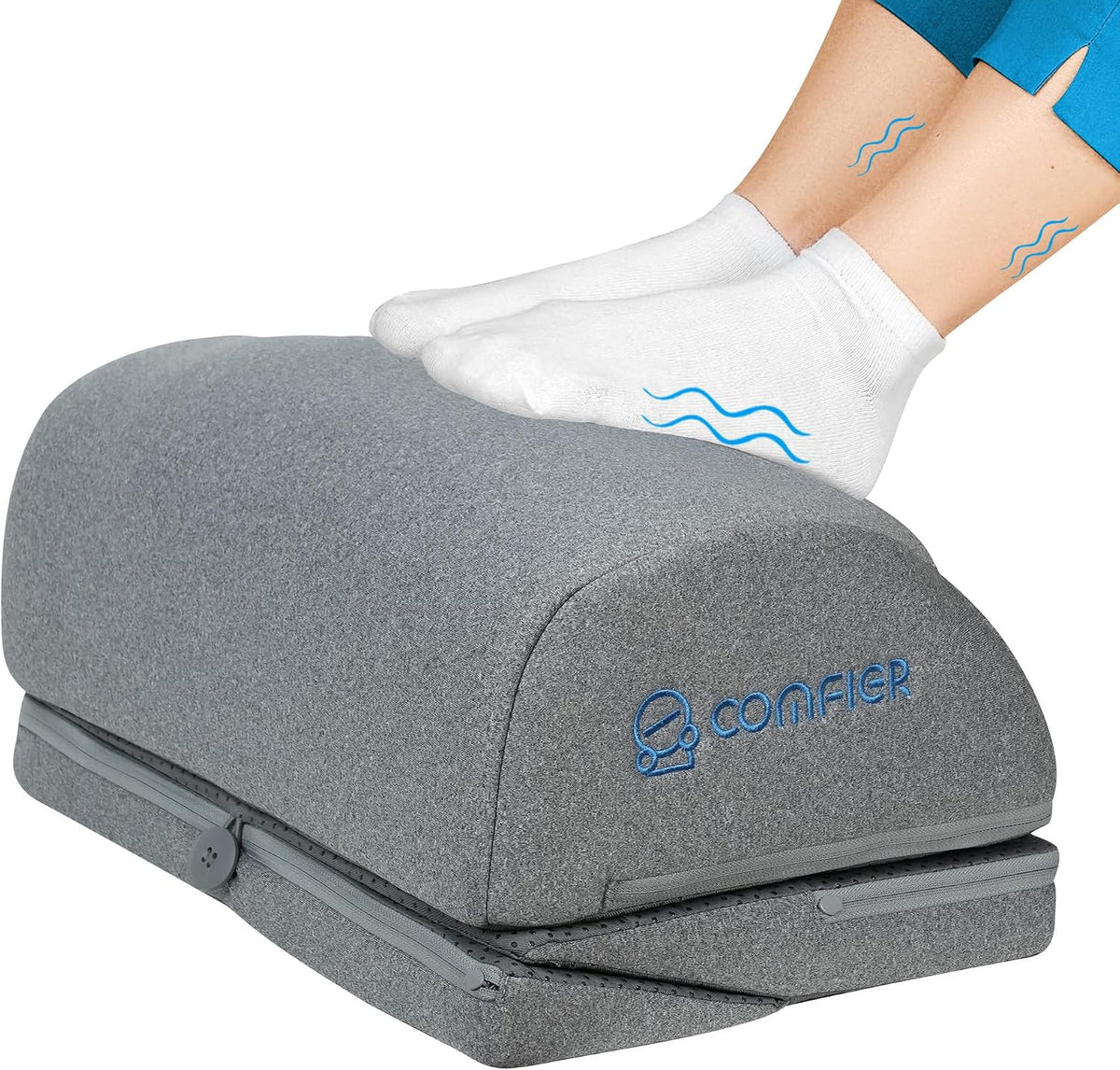 Comfier Under Desk Foot Rest at Work with Heat,Vibration,3 Height Under Desk Foot Rest for Office Chair，Foot Heater Foot Warmer, Ergonomic Heated Footrest,Gaming Chair Footstool,Computer Desk Use
