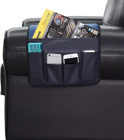 Wanty Velvet Sofa Couch Chair Armrest Soft Caddy Organizer Holder for Remote Control, Cell Phone, Book, Pencil (Black)