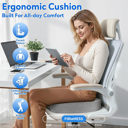 CushZone Seat Cushion Memory Foam Chair Pad for Office & Car, Black