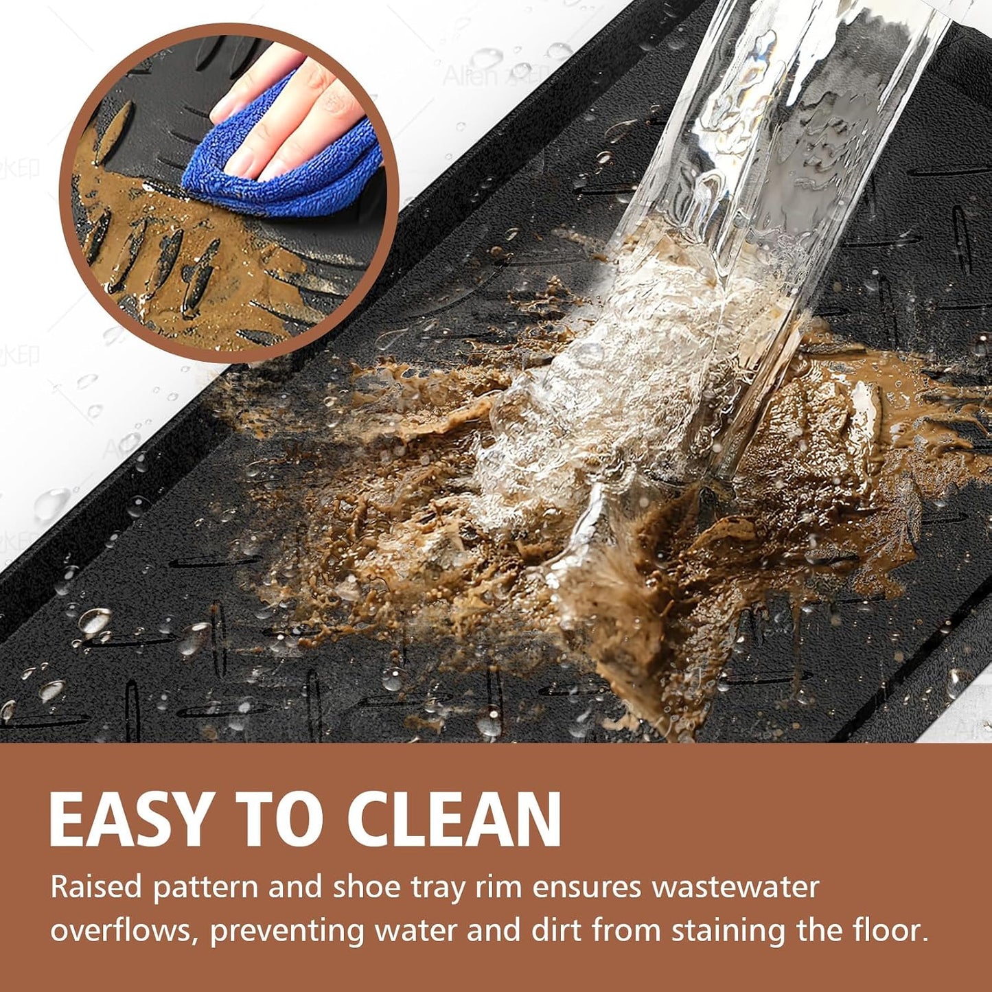 Extra Large Heavy Duty Boot Natural Rubber Shoe Mat for Entryway with Shoes Brush Large Boot Mat Multi-Purpose for Indoor or Outdoor, 16.1x 47.6 Inches