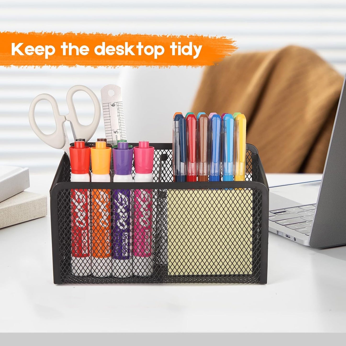 Magnetic Pencil Holder Whiteboard Pen Holder Locker Accessories (2-Slot*1) | Locker Organizer, Desk Organizer, Teacher Supplies, Mesh Basket, Strong Magnets, Black, For Fridge School Office Home