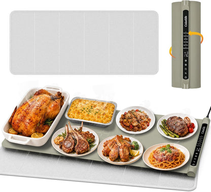 Warming Mat for Food, Electric Warming Tray with Heat-Resistant Pad-L Grey | Colorlife 6 Preset Modes, 7 Temps, 6H Timer, Child Lock, Auto-Memory, Rollable Silicone Food Warmer for Buffet, Parties