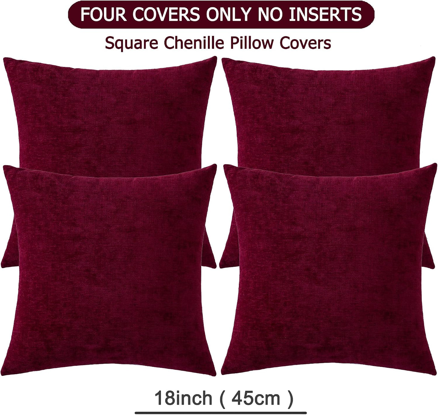 GAWAMAY Lumbar Support Pillow Decorative Rectangle Throw Pillow Covers 12"x20" Inch Set of 2, Soft Chenille Fall Pillowcase for Living Room Bedroom Sofa Couch Cushion Cover Grey 30x50cm (No Insert)