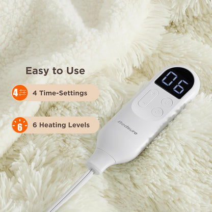 Bedsure Heated Blanket Throw Blanket with Preheat Function - Fast Heating Electric Blanket, Soft Flannel Throw with 6 Time Settings(Up to 10H), 6 Heating Settings, Gifts for Grandma (50"x60", Grey)