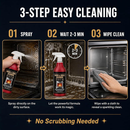 Oven & Grill Cleaner Spray Heavy Duty Super Concentrated Degreaser, No Scrub Formula for Burnt Grease, Air Fryer, BBQ Grates, Stove, Microwave & Kitchen Cookware, Deep Cleaning Solution, 3.38oz/100ML