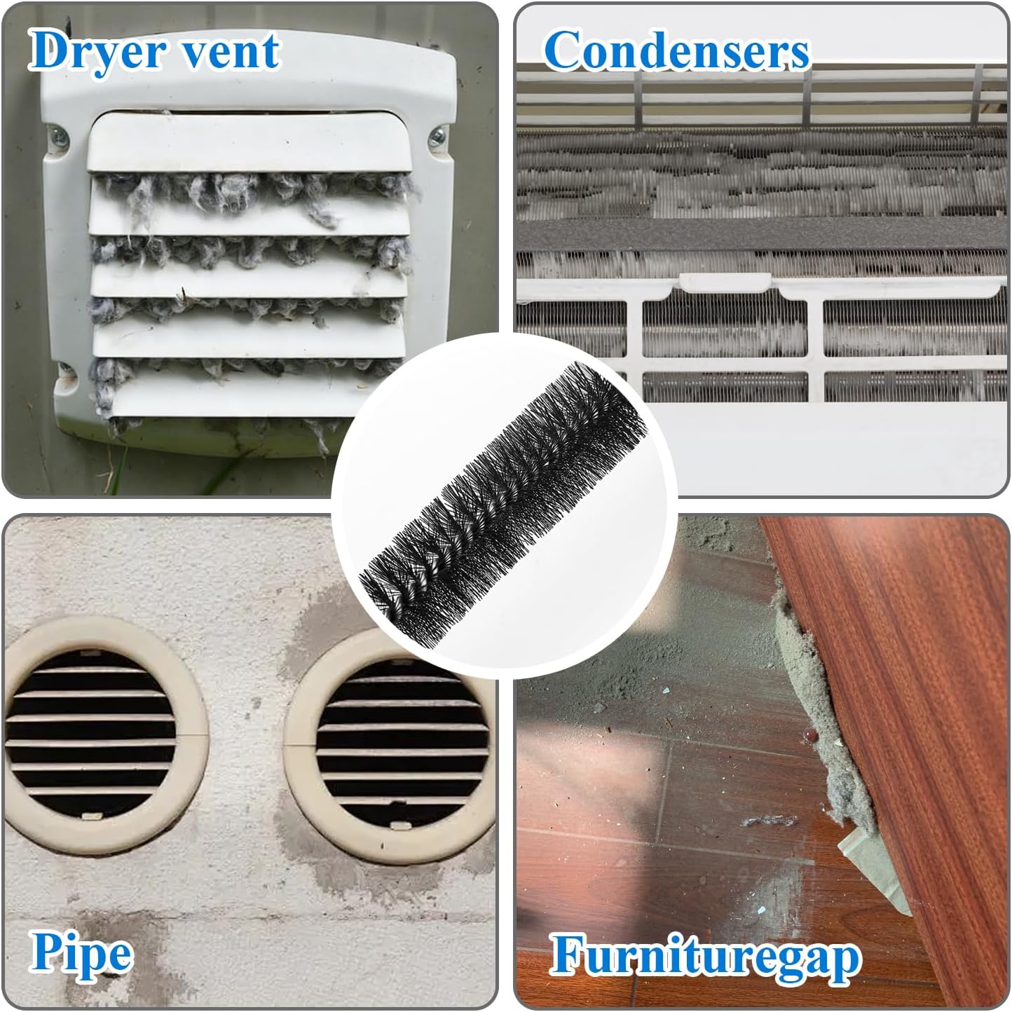 1 Pack Dryer Vent Cleaner Kit - Long Flexible Lint Brush for Dryer Vents, Refrigerator Coils, and Radiators - Household Cleaning Supplies (1, Long Brush)