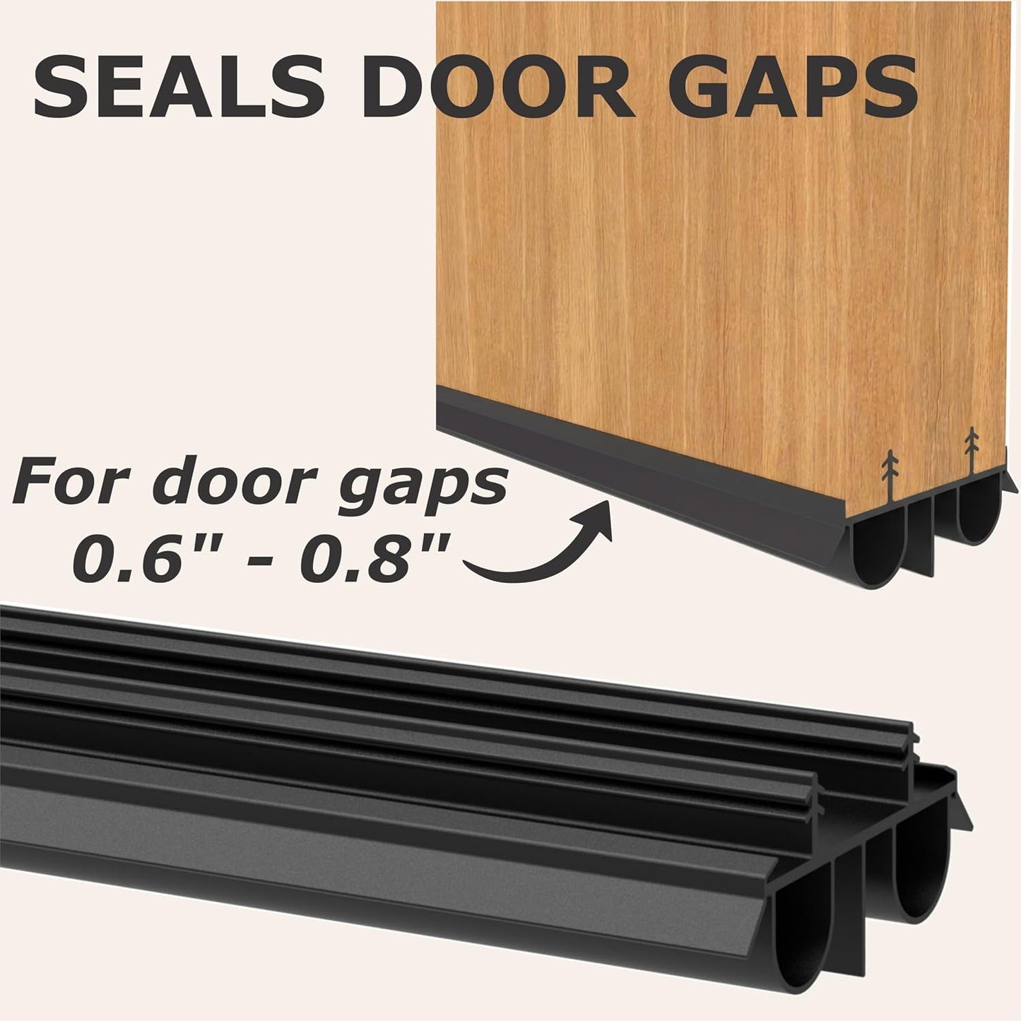 Exterior Door Sweep [2 Pack] – 36 Inch Kerf Weather Stripping with Dual Air Tube Seal & Vinyl Fins | Under Door Bottom Seal Strip for Exterior Doors with Kerf Track | Quiet & Tight Fit