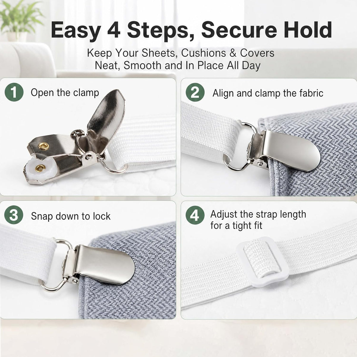 Tablecloth Clips, Multi-Use Sheet Holders for Tables & Beds, 6 Pack