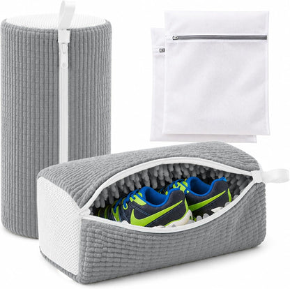 Shoe Washing Machine Bag - 360° Deep Clean shoe washing bag - 2Pc | Laundry Shoe Bag for Washer and Dryer - Reusable Shoe Cleaning Bag -Shoe Bag for Washing Sneakers etc with Zip Lock - Yellow