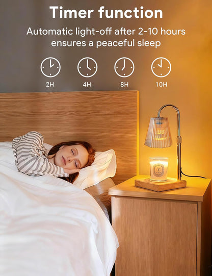 Candle Warmer Lamp Gold, Home Decor, Brithday Gifts for Women Mom | Stepless Brightness Adjustment, 24-Hr Cycle Timer, Adjustable Height for Candles, Includes 2 Bulbs, for Bedroom Living Room
