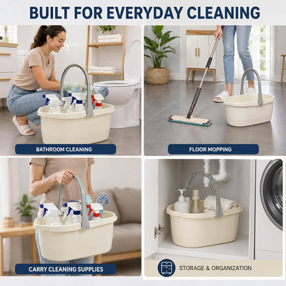 Haundry Compact Mop Bucket with Handle, Rectangular Cleaning Bucket and Caddy for Cleaning Supplies, 10L, Grey