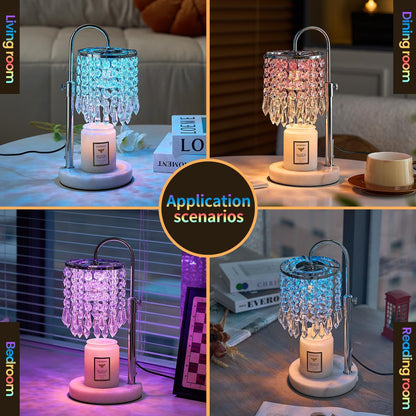 Candle Warmer Lamp with Timer Dimmer，2H/4H/8H Timer , Lamp Candle Warmer with Marble Base for Adjustable Height, Crystal Wax Melt Warmer for Jar Candles, House Warming Decor Gifts Mothers Day Gifts