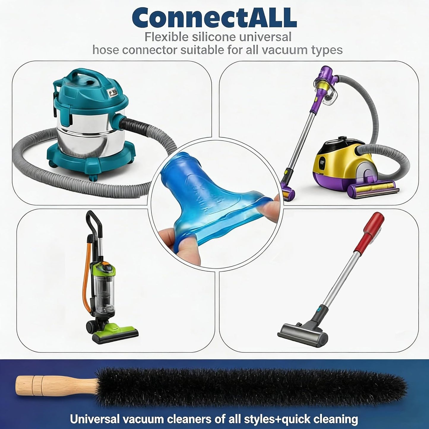 Universal Dryer Vent Cleaner Kit Compatible with All Vacuum Cleaner Include Vacuum Hose Attachment Accessories Brush Lint Brush,Dryer Vent Vacuum Hose (Dark Blue)